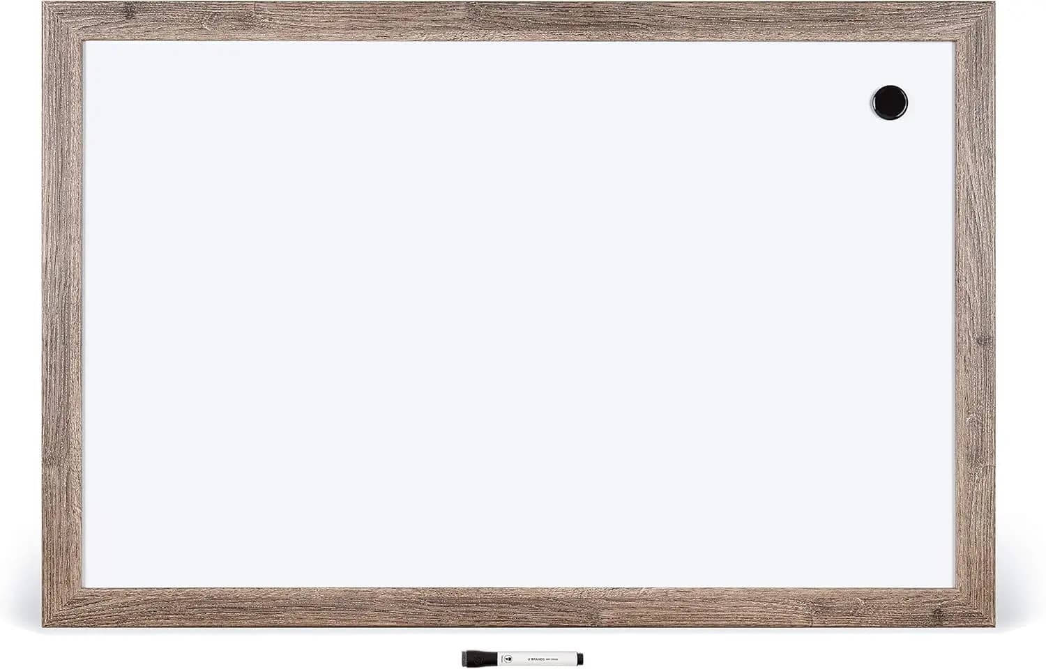 Lavagna magnetica cancellabile a secco grande, 36x48 pollici con struttura in legno rustico per la scuola dell'home office