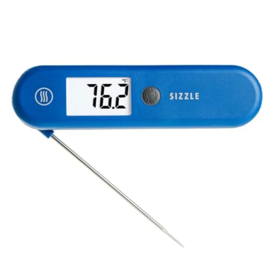 Termometro Digitale per Carne Sizzle con Lettura Istantanea in 2 Secondi, Sonda Pieghevole Impermeabile con Retro Magnetico e Display Retroilluminato Auto-Rotante