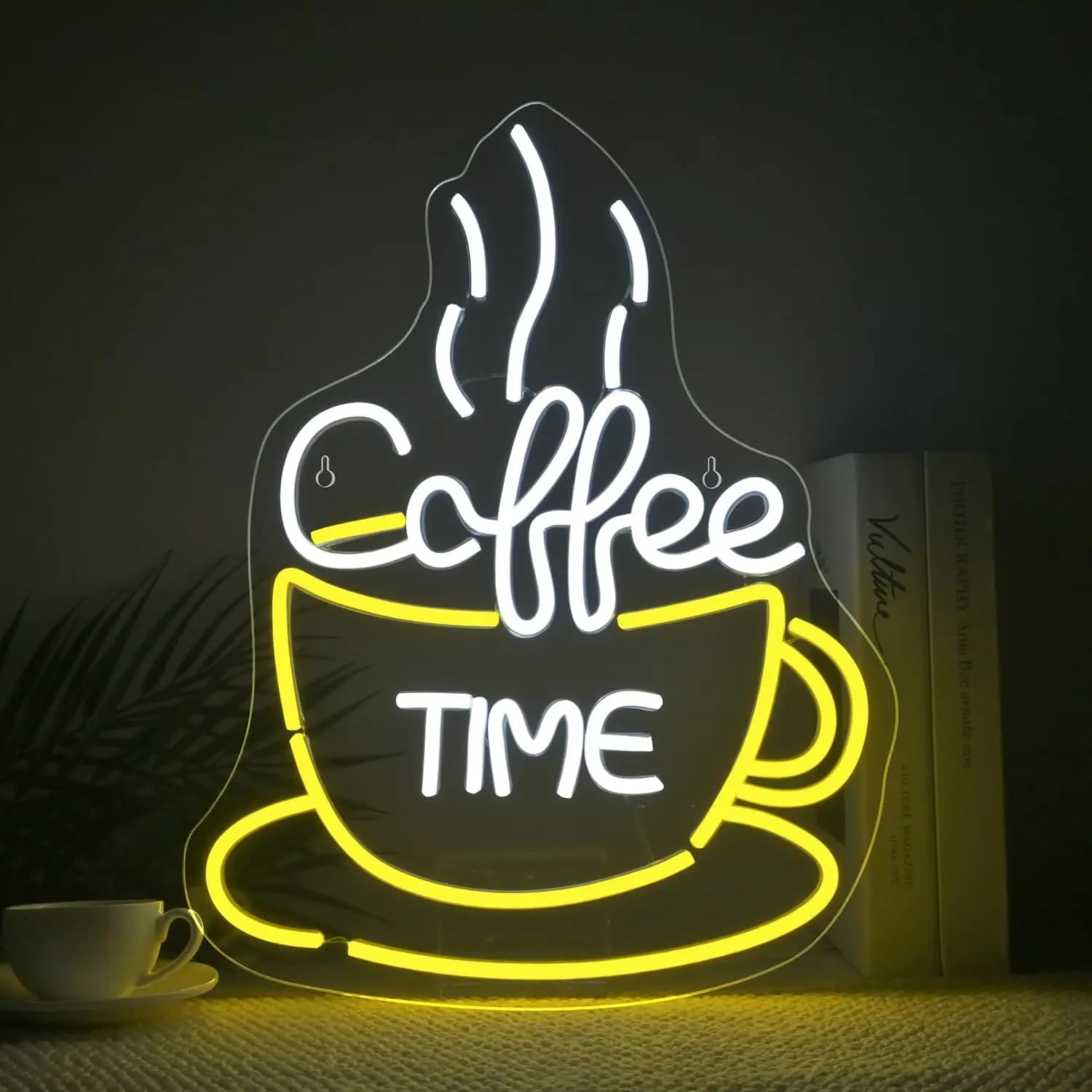 Coffee Time Insegna al neon illuminata Decorazione da parete per caffetteria Piccola decorazione artistica in acrilico Negozio di dessert Panetteria Cafe