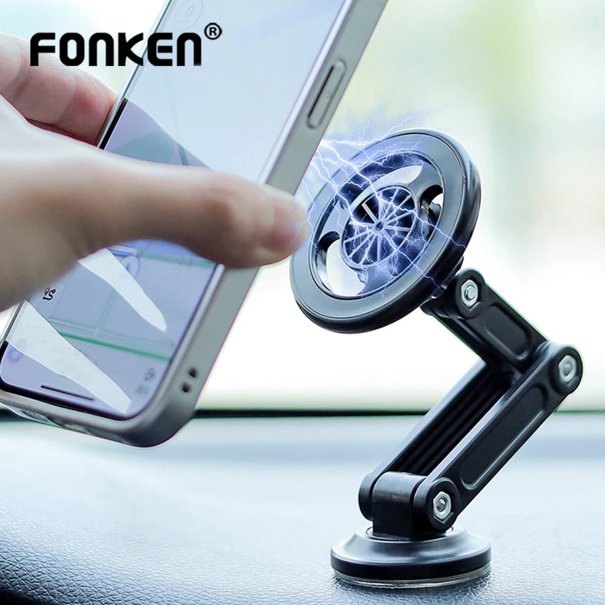 Nuovo per Magsafe 360 Ruota Supporto magnetico per telefono per auto in metallo Supporto per telefono pieghevole Supporto per magnete per presa d'aria Supporto GPS per tutti i telefoni