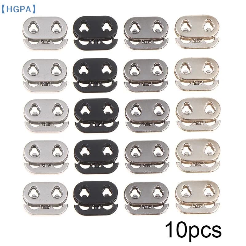 10Pcs 2 Hole Shock Cord Rope Stopper Alloy Spring Buckles Metal Cord Lock For Clothes Replacement Hoodie Shoes Bag Crafts【HGPA】