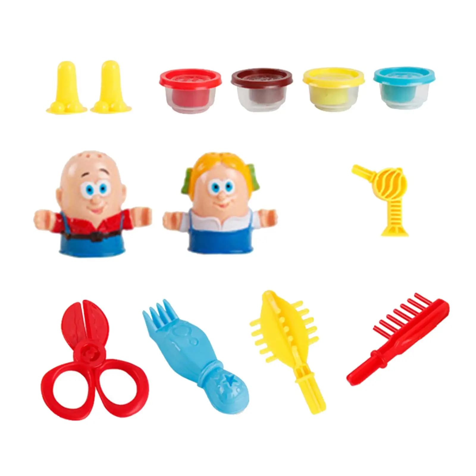 Color Dough Haircut Playset DIY Playdough Shape Tool Hair Salon Tools Barber Shop Toys for Childrens Day Boys Birthday Gift Kids