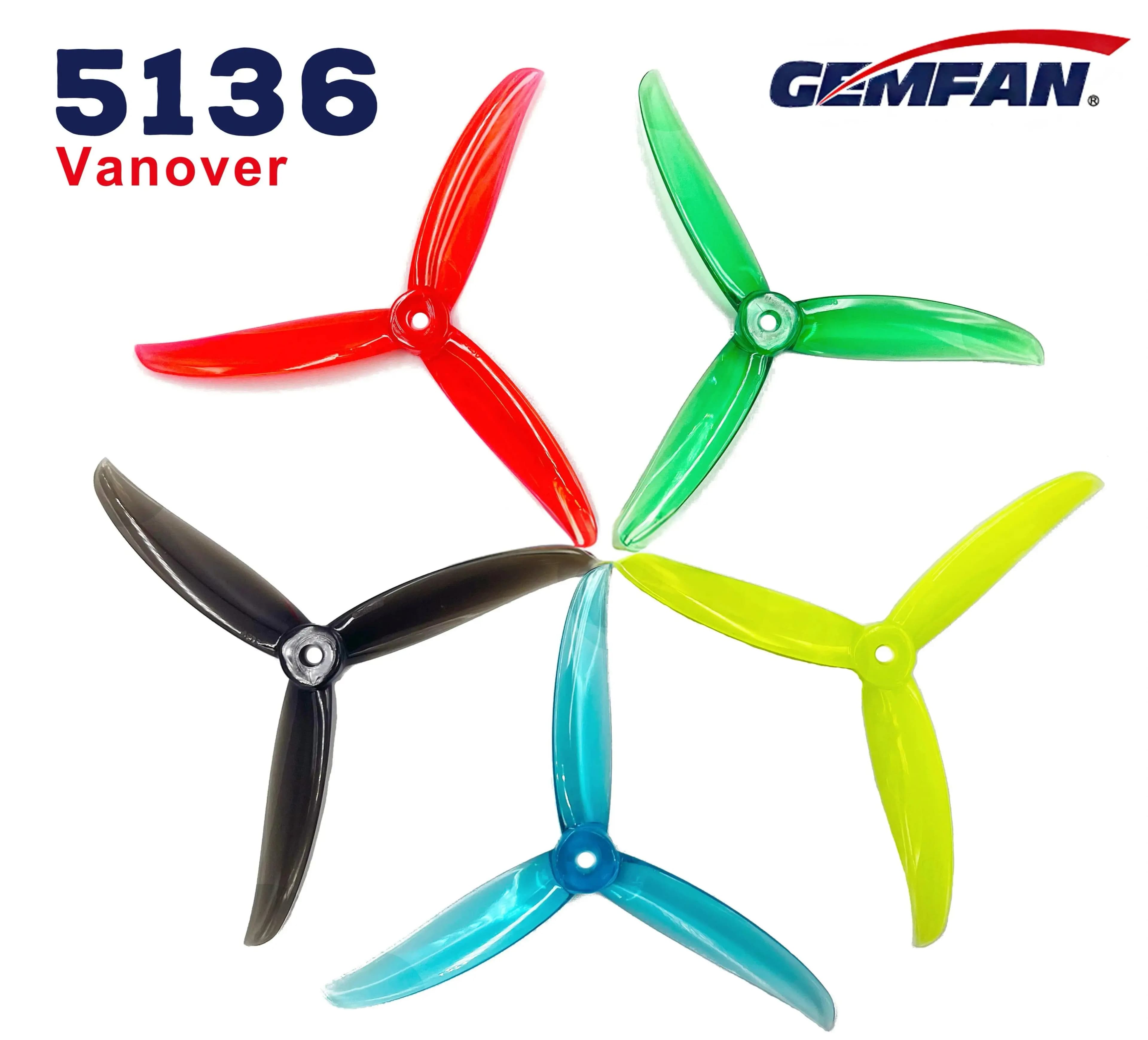 Elica Gemfan Vanover 5136 5.1X3.6X3 a 3 pale in PC per Droni FPV Freestyle da Corsa, Eliche da 5 pollici, Ricambi Fai da Te