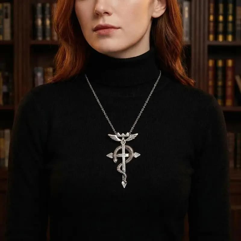 Punk Rock Snake Cross Pendant Necklace Gothic Angel Wing Design Stylish Jewelry for Women Men Gift Party Events