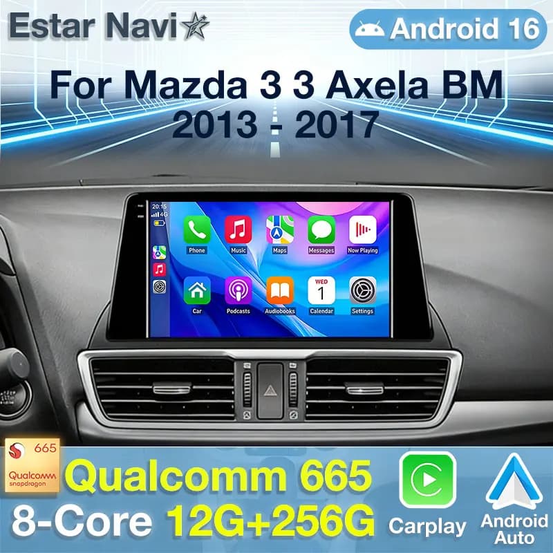 Autoradio Android 16 Carplay per Mazda 3 Axela 2013 2014 2015 2016 2017 2018 Navigazione GPS Lettore Multimediale 5G WiFi+4G stereo