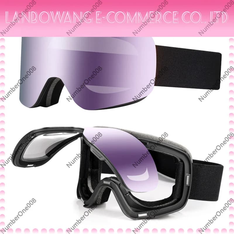 Magnetic Flip Up Ski Goggles Cylindrical Lens Double Layer Anti Fog OTG for Snowboard