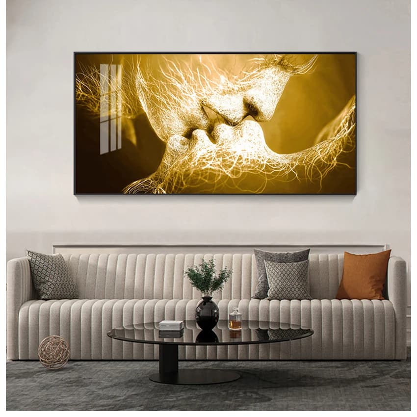 Decorazioni per la casa Poster modulare incorniciato per soggiorno Stampe su tela HD Immagini 1 pz Parete Nero Amore Bacio Pittura astratta opere d'arte