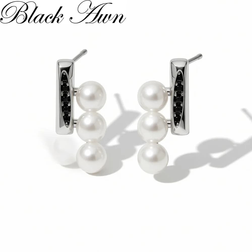Simple Hot Silver Color Jewelry Black Spinel Stone Star Cute Party Stud Earrings for Women Bijoux Femme I381