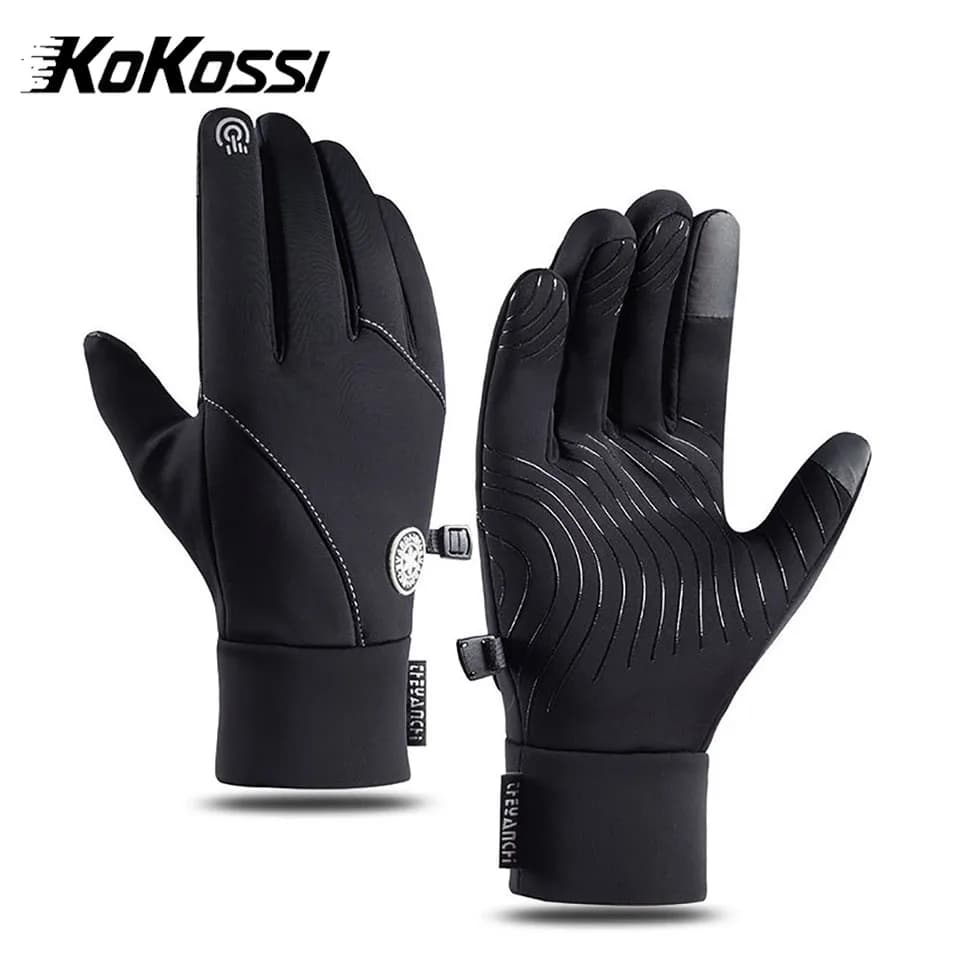 KoKossi Guanti da ciclismo impermeabili in pile termico per vento freddo Touch Screen Palestra Fitness Guanti a dita intere Corsa all'aperto Sci
