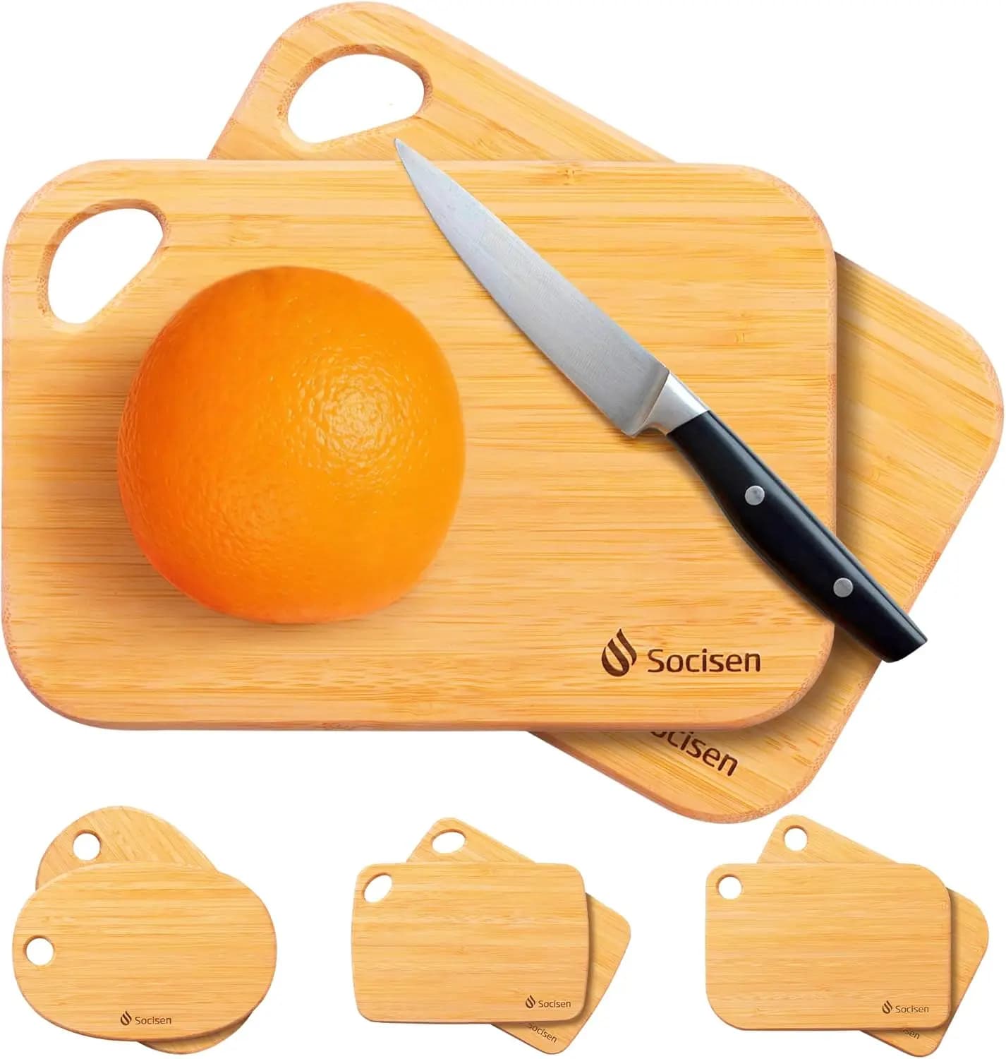 2 Pack Small Bamboo Wood Cutting Board for Kitchen 8.6' x 6' Mini Wooden Charcuterie Boards Lightweight Chopping Board Non Toxic