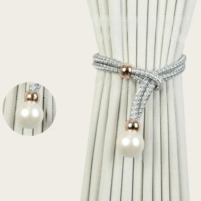 2 Pezzi Fermatende Regolabili con Decorazione di Perle, Fermatende con Perle, Fissaggi Decorativi, Fermatende a Corda, Facili da Estrarre