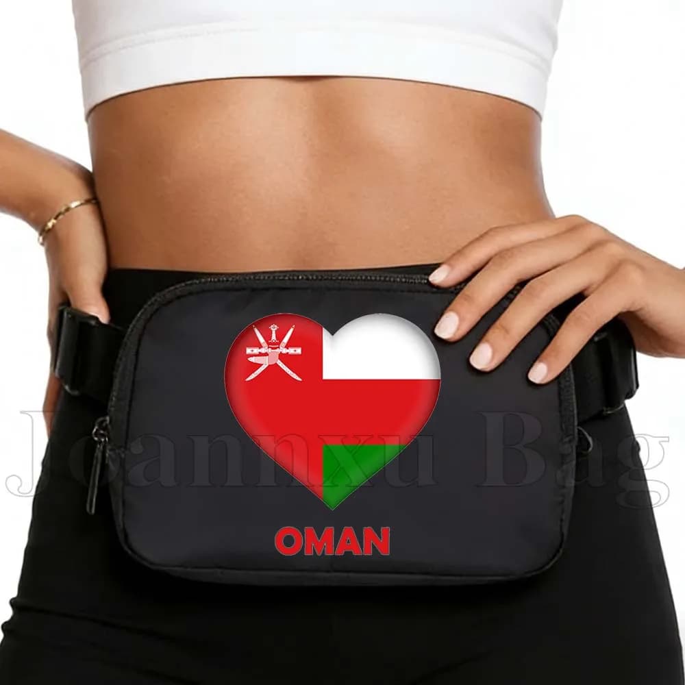 Waterproof Sport Waist Bag with Flag of Oman, for Race, Cycling, Jogging, Phone Door, Wallet, Gift Cute for Women