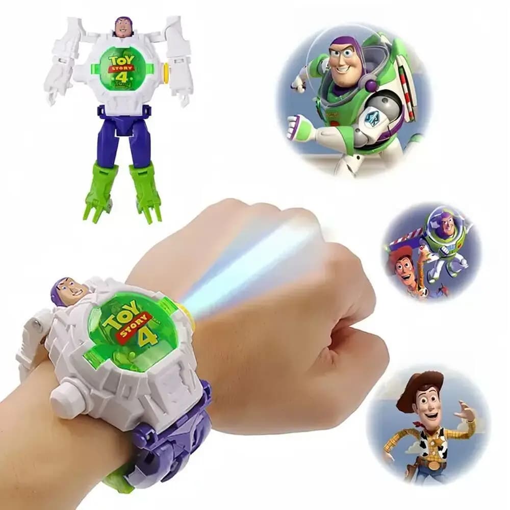 Cartoon Buzz Lightyear Irons Mans Captains Cool Children's Toy Fun Deformation Various Projection Electronic Watch Surprise Gift
