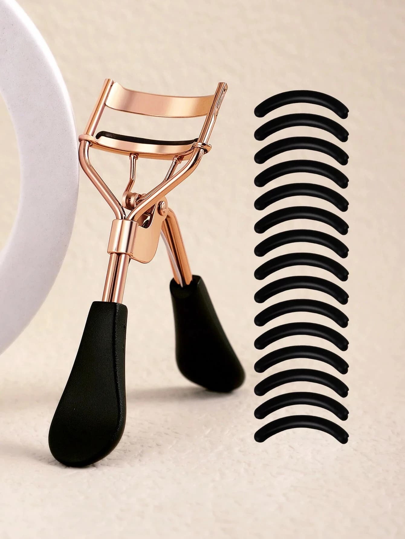 Folding 1 piece and 15 silicone bearings, portable foldable gold stainless steel, curling and molding, does not damage
