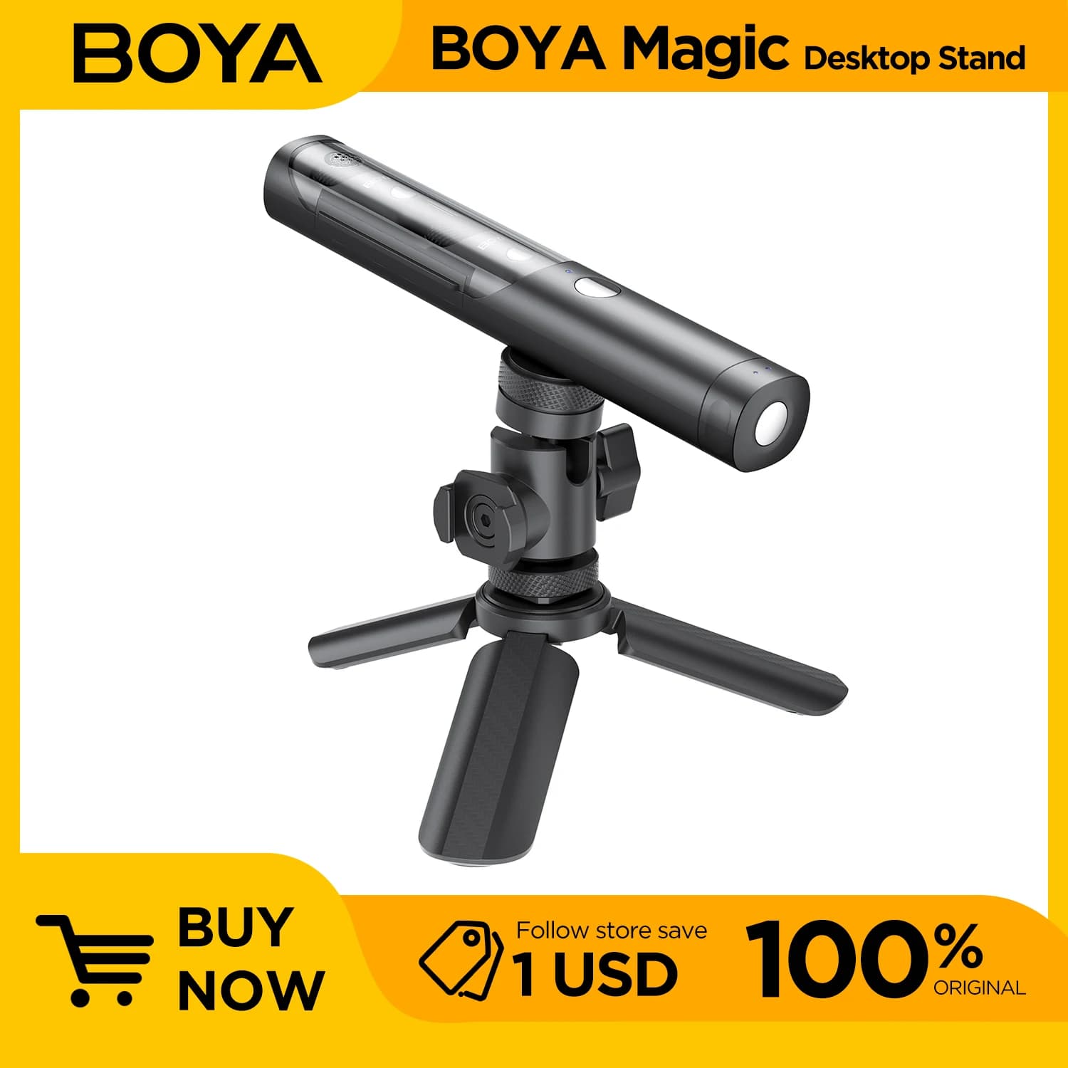 BOYA Magic tripod for table microphone with non-slip rubber feet Support for folding desk microphone for gaming podcasting meetings