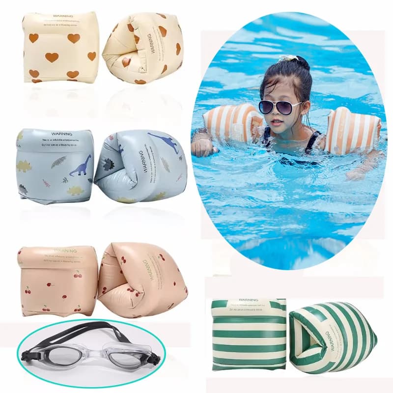 Baby floaters with anti-fog glasses Inflatable rings for arm swim for 3-12 years Floating rings for safety arm with PVC sleeves