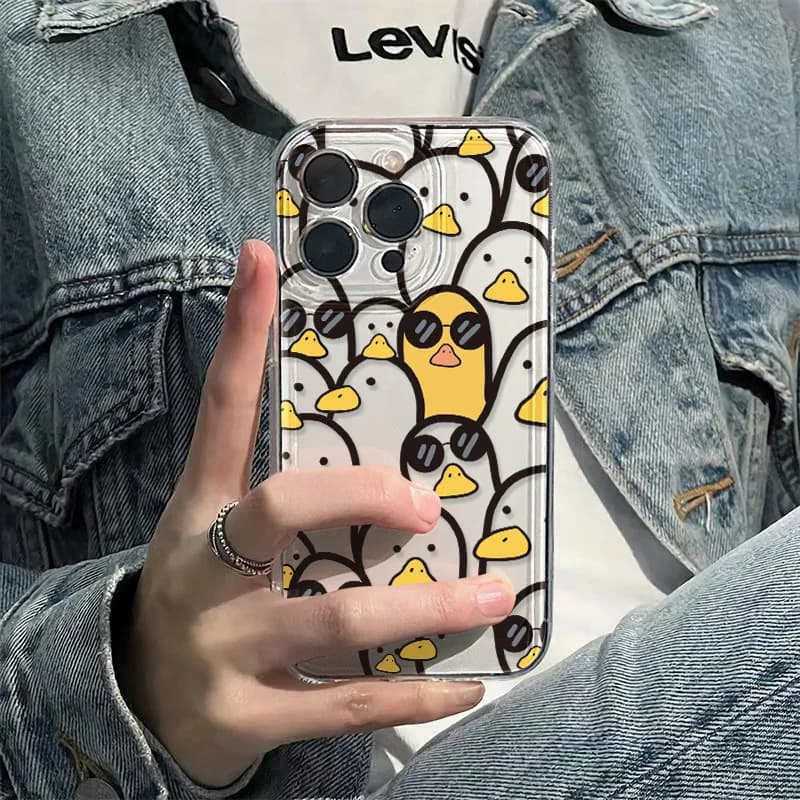 Cute Cartoon Duck Case Girls For IPhone 17 Pro Max 17 Air 16e 15 11 12 13 14 16 Pro Max X XR XS Special Stylish Protective Cover