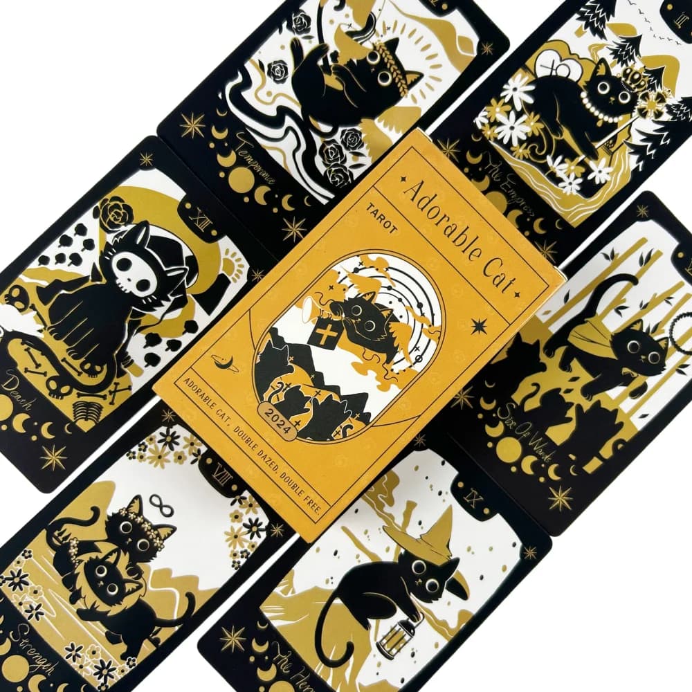 Adorabili Carte dei Tarocchi con Gatti, Mazzo da 78 Carte, Tarocchi con Gatti Neri, Giochi da Tavolo, Edizione Carte Oracolo