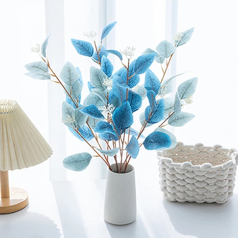 Pianta Artificiale a Tre Rami di Eucalipto, Ghirlanda per Matrimoni, Bonsai, Decorazione per Casa, Tavolo, Ufficio, Giardino, Regalo di Alta Qualità