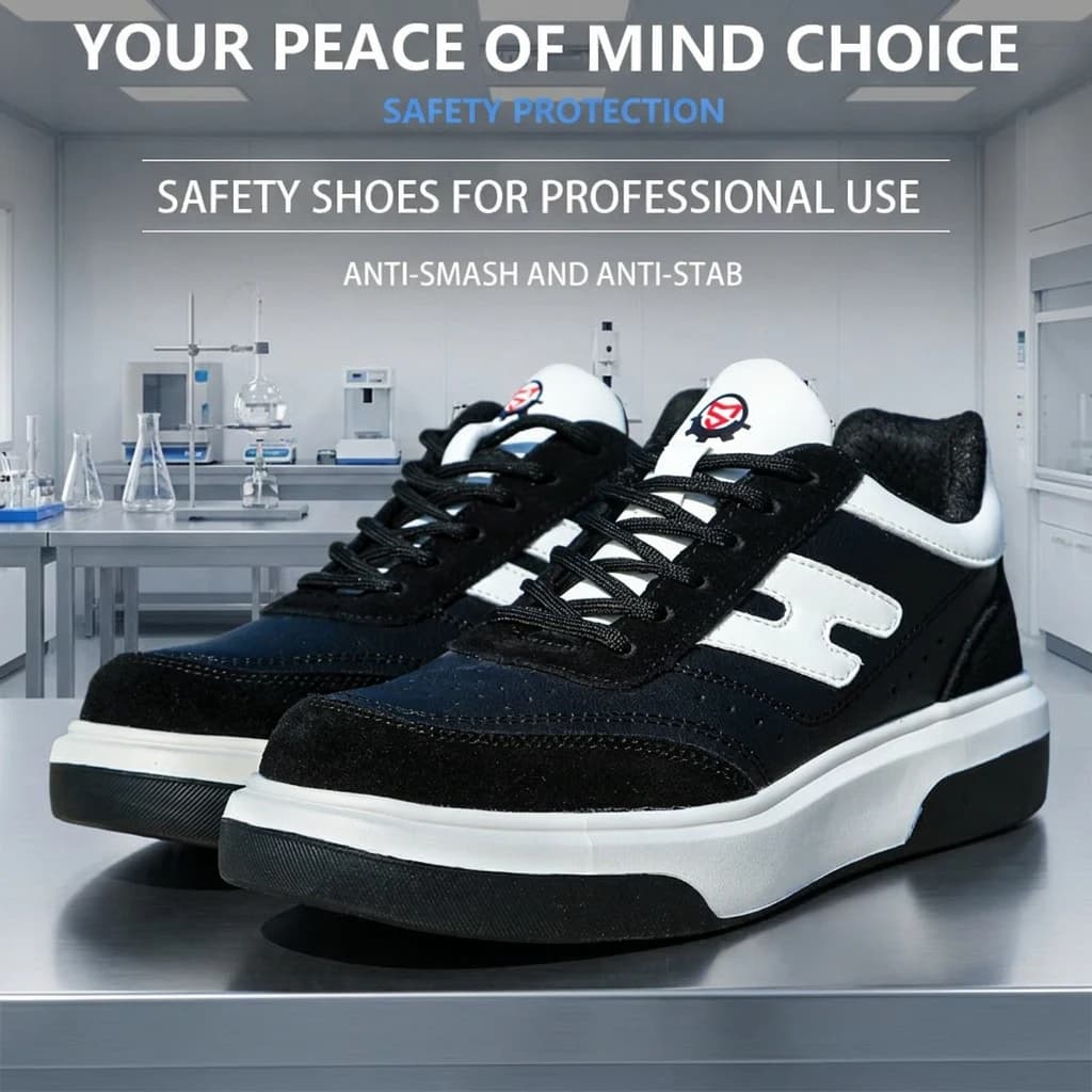 Low cut men's and women's fashionable microfiber leather upper with EVA sole, anti smashing, anti piercing,auto repair