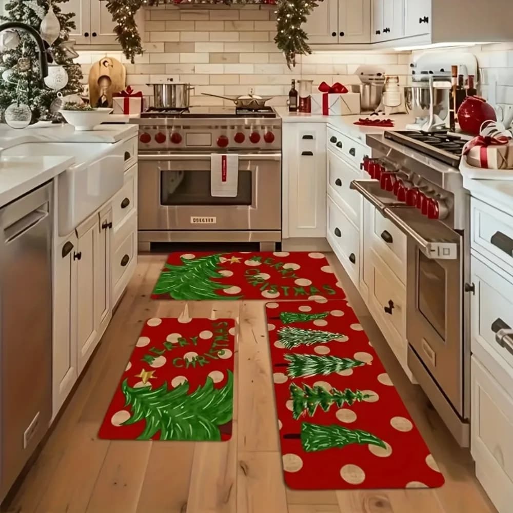 Zerbino decorativo natalizio con fondo antiscivolo, adatto per l'uso come tappetino decorativo in camera da letto, cucina, soggiorno, bagno