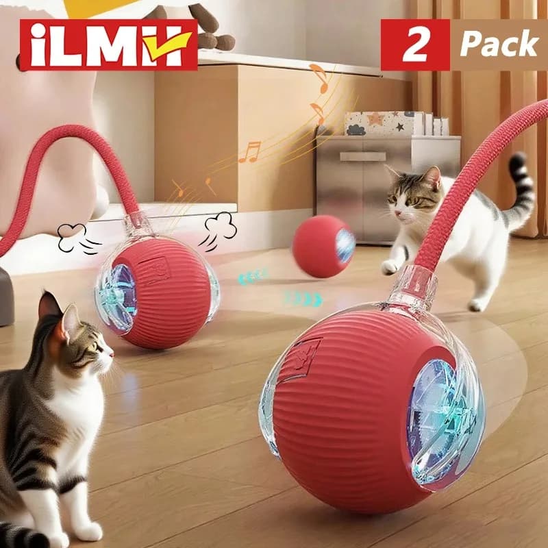 Giocattolo Interattivo per Cani e Gatti, Palla Automatica Rotolante con Coda Finta, Ricaricabile, Giocattolo Elettrico Intelligente per Addestramento, Imita il Topo