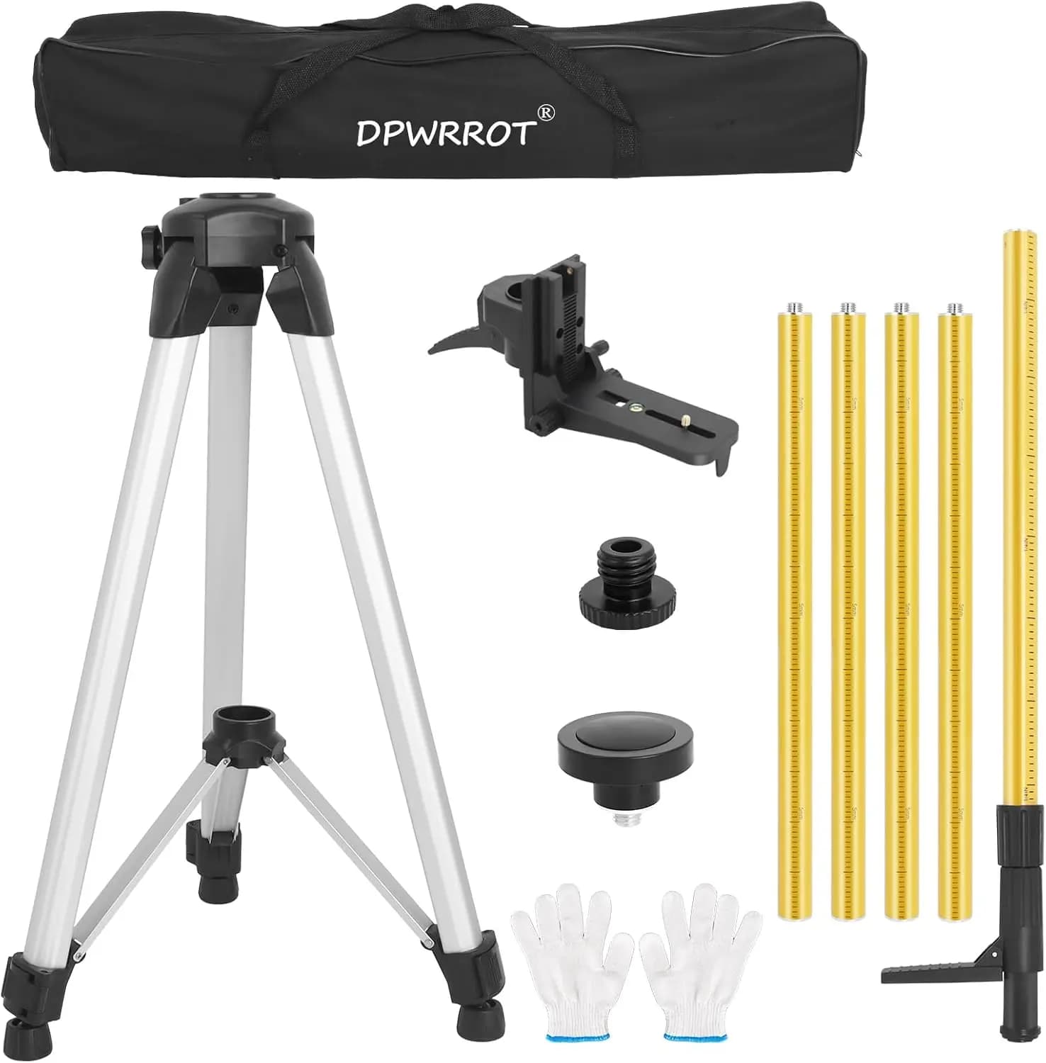 Treppiede regolabile da 3,6 m per livella laser con asta telescopica, filettature 1/4"-20 e 5/8"-11 per laser rotanti/a linea