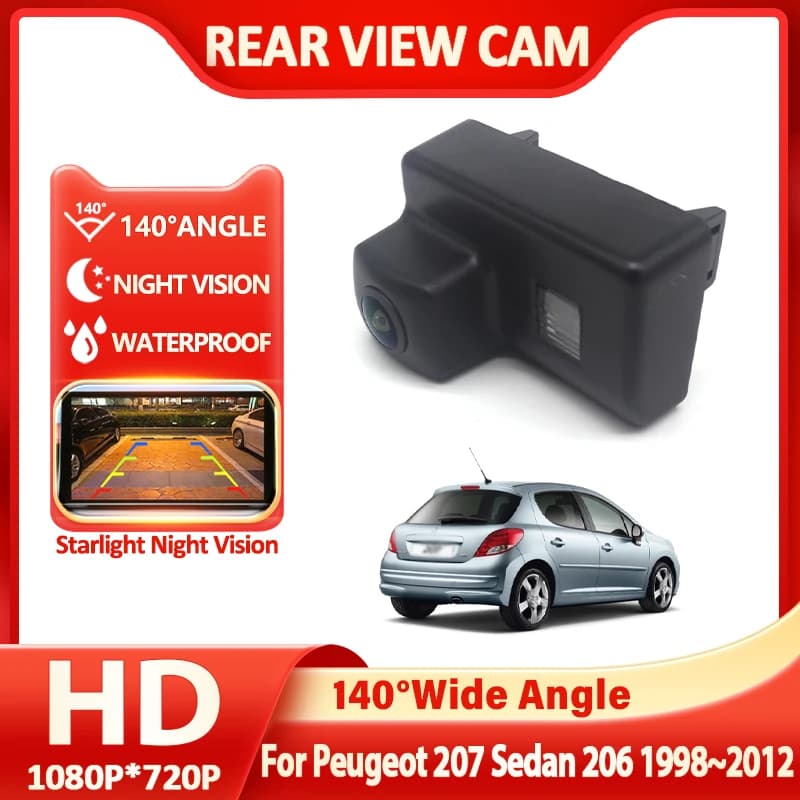 140 Gradi Fish Eye Lente Targa Auto Luce Vista Posteriore Retromarcia Telecamera di Backup Per Peugeot 207 Berlina 206 1998 ~ 2012 Accessori