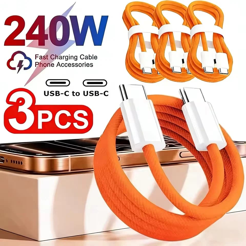 Cavo USB C a USB C da 240W per ricarica rapida (3 pezzi) - Supporta la ricarica veloce per iPhone 17, 16, 15, Samsung, Huawei, Xiaomi ecc.