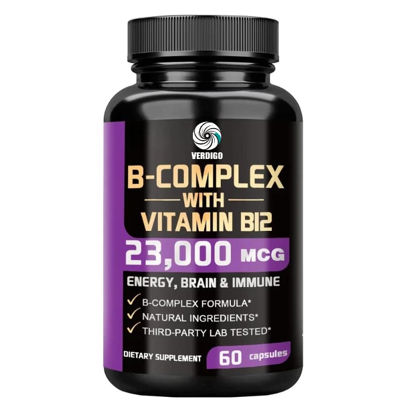 Vitamin B Complex Supplement, Vitamins B1,B2,B3,B5,B6,B9,B12,B16-Vitamin C,Inositol,Immune&Energy Metabolism,Brain&Heart Support