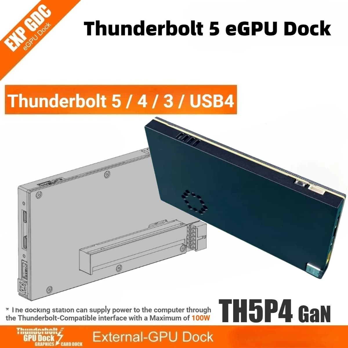 Aggiornamento TH5P4GaN Laptop Thunderbolt 5/4 USB4 Scheda grafica esterna eGPU Dock Notebook TB5 TB4 Scheda grafica Docking station Gpu
