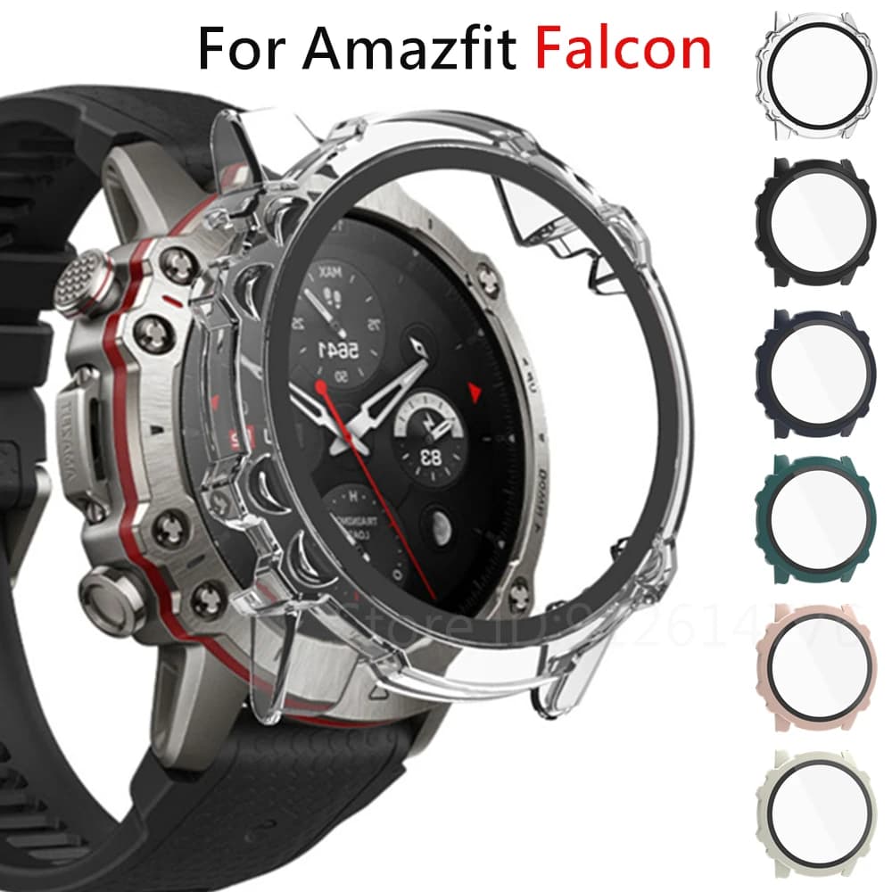 Custodia protettiva per Amazfit Falcon SmartWatch Shell Paraurti PC + Cover proteggi schermo in vetro temperato per Huami Amazfit Falcon