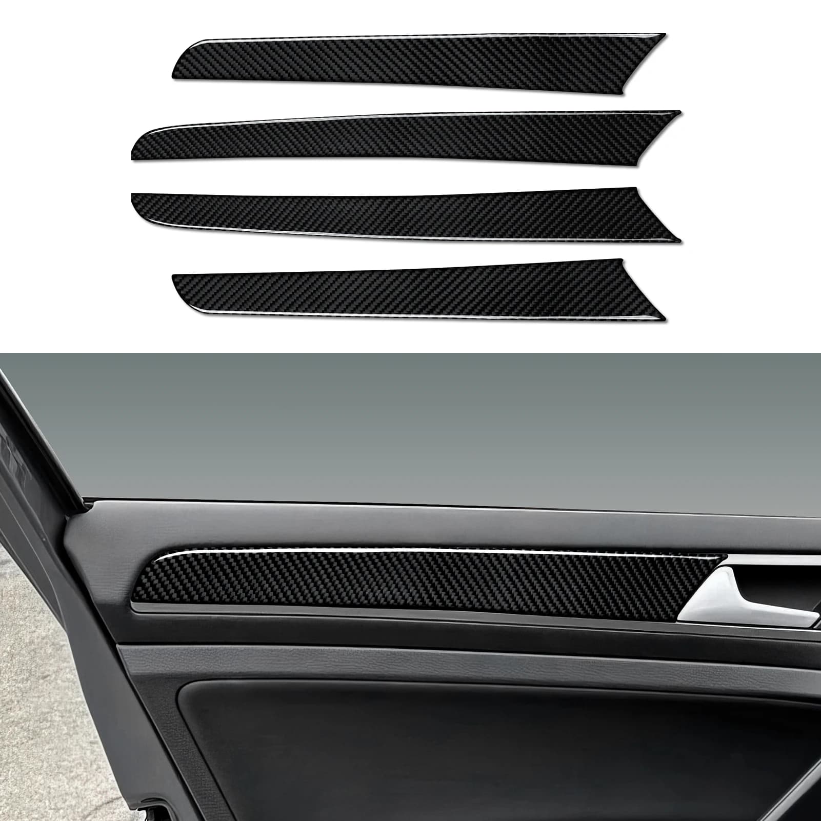 Per VW Golf VII MK7 GTE GTI R Variant, pannello di strisce decorative per portiera dell'auto Proteggi accessori per rivestimento adesivo interno in fibra di carbonio
