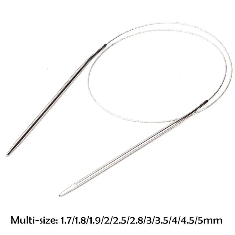 43/60/80cm ferri da maglia circolari in acciaio inossidabile colore argento perni per tessitura sciarpa maglione filato cucito cucito strumenti per maglieria