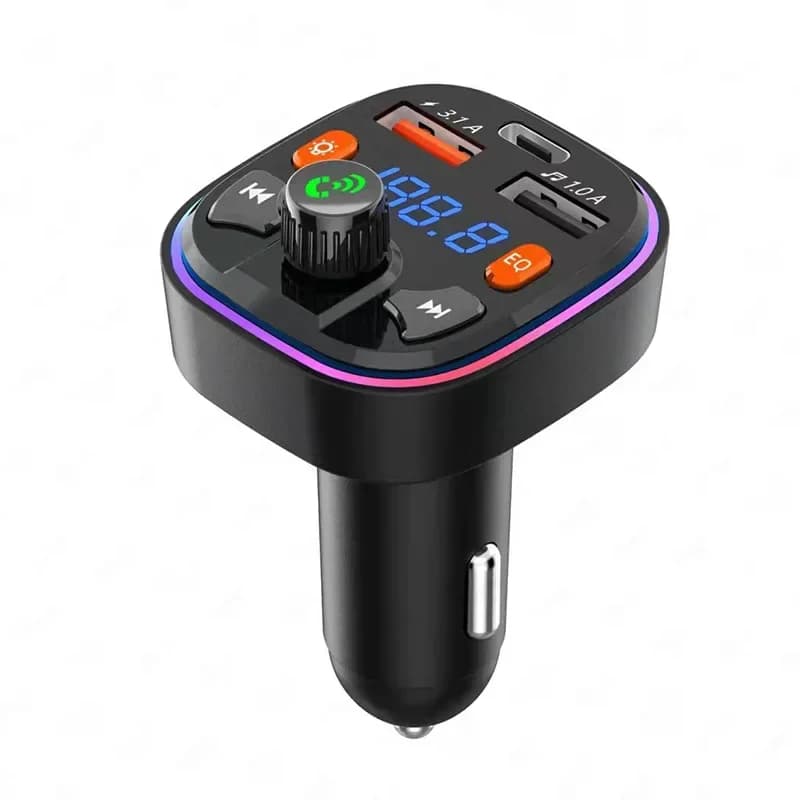 Lettore MP3 vivavoce per auto doppio USB Trasmettitore FM Bluetooth 5.0 Modulatore radio PD Reale 3.1A Supporto per caricabatterie rapido TF Flash Drive