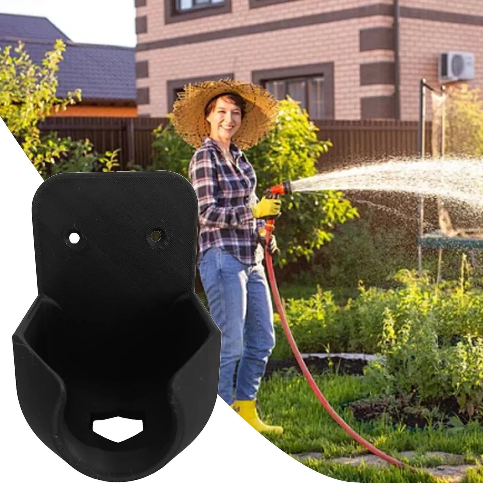 Garden Hose Nozzle Holder Wall-Mounted Hose Attachment Bracket Outdoor Sprinkler Nozzle Mount for Shed Irrigation Garden Patio