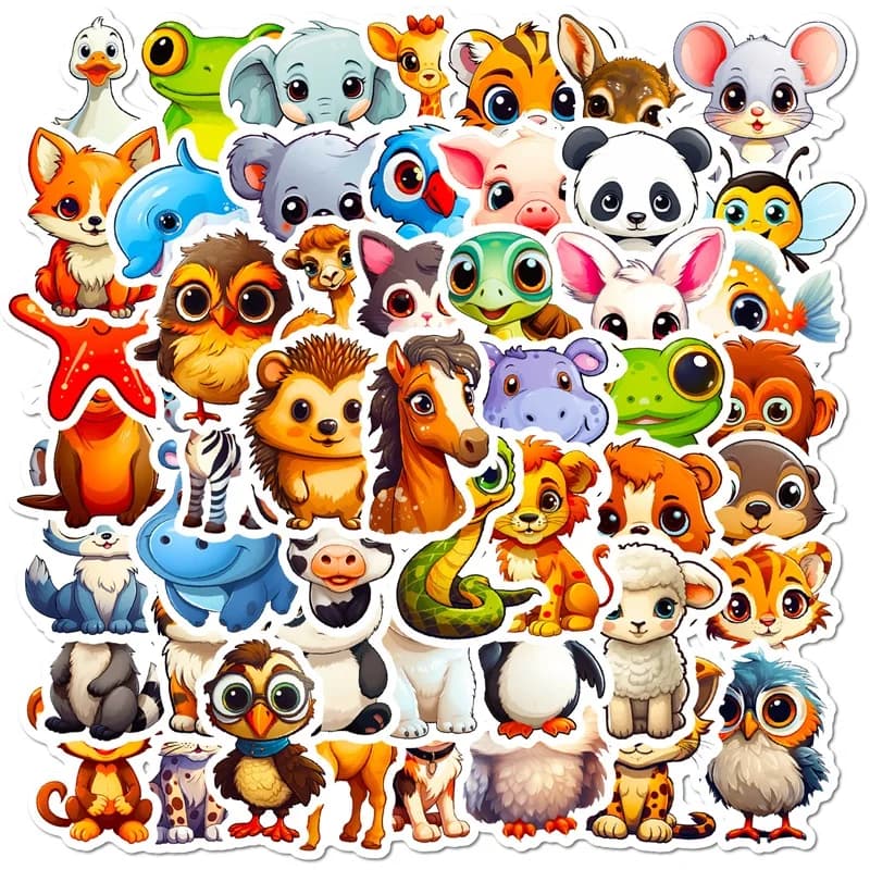10/30/50PCS Cute Big Eye Animal PVC Sticker Aesthetic Color Decoration Scrapbooking Sketchbook Korean Stationery School Supplies