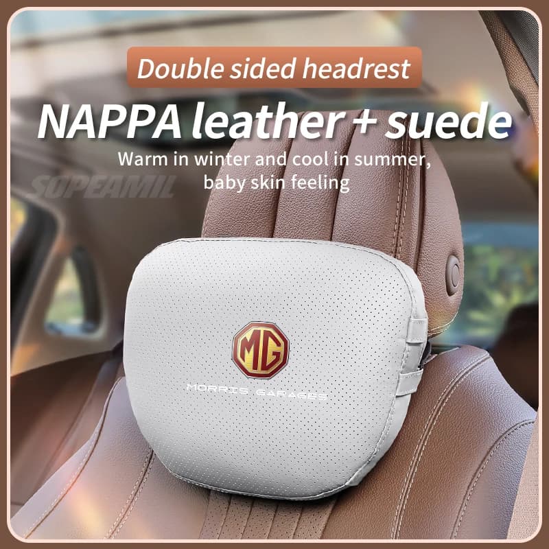 Poggiatesta per auto in pelle Morbido cuscino per il collo Cuscino per sedile lombare Supporto per MG ZS HS ES5 MG4 EV Elettrico S5 EV MG3 MG5 MG6 MG7 ONE EZS