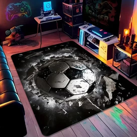 Tappetino 3D Creativo a Tema Calcio e Terra, Tappeto per Ufficio, Ristorante, Caffetteria, Decorazione, Tappetini per Eid Al Fitr