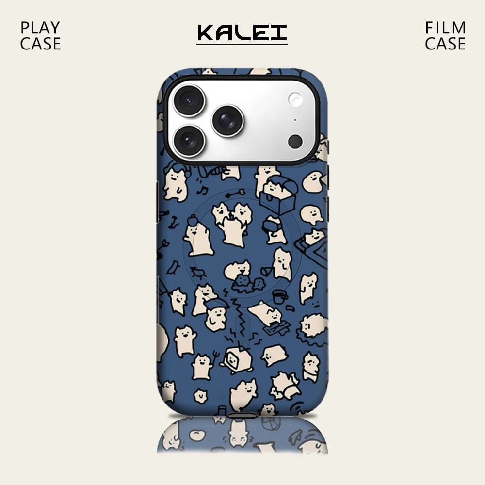Custodia per telefono Navy Cute Spirit per iPhone 17 16 15 14 13 Pro Max Plus, custodia rigida magnetica a strato singolo/doppio