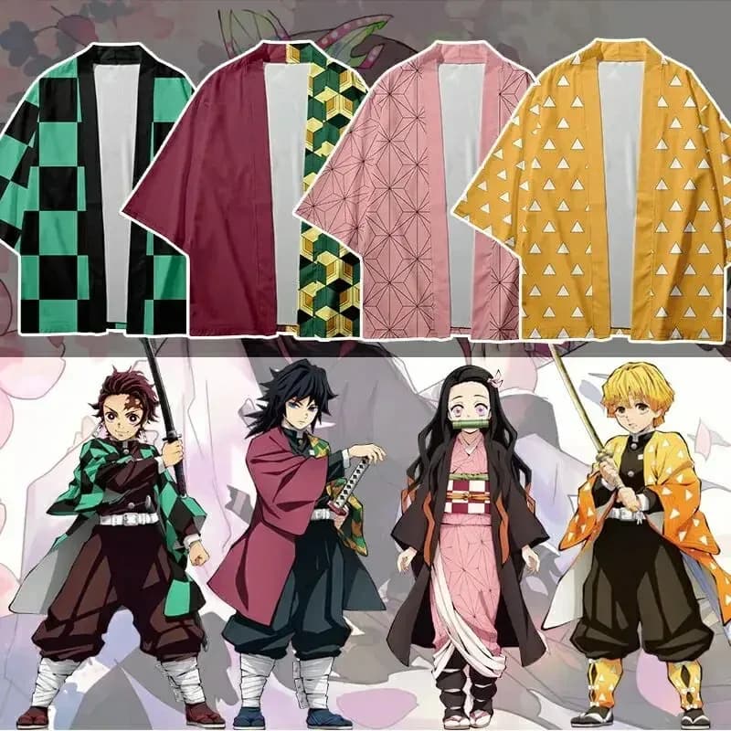 Anime Demone Slayer Kimetsu No Yaiba Tanjiro Kamado Cosplay Mant Men Costume Kimono Jackets Halloween Party Dresses For Adult Children