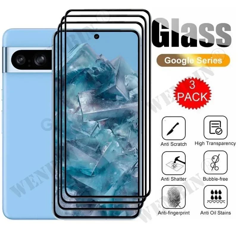 3 pezzi in vetro temperato per Google Pixel 10 9 8 7 6 Pro XL 7A 5A 3 XL protezione schermo curvo a copertura totale
