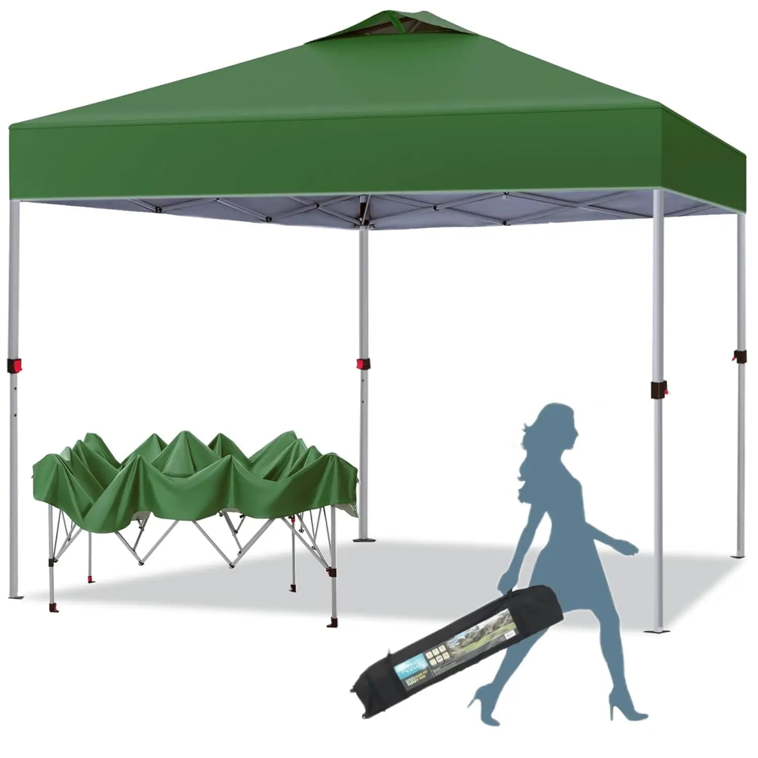 Gazebo Pieghevole 10x10, Tenda Parasole Impermeabile Portatile per Patio, Tende a Schermo Personalizzabili