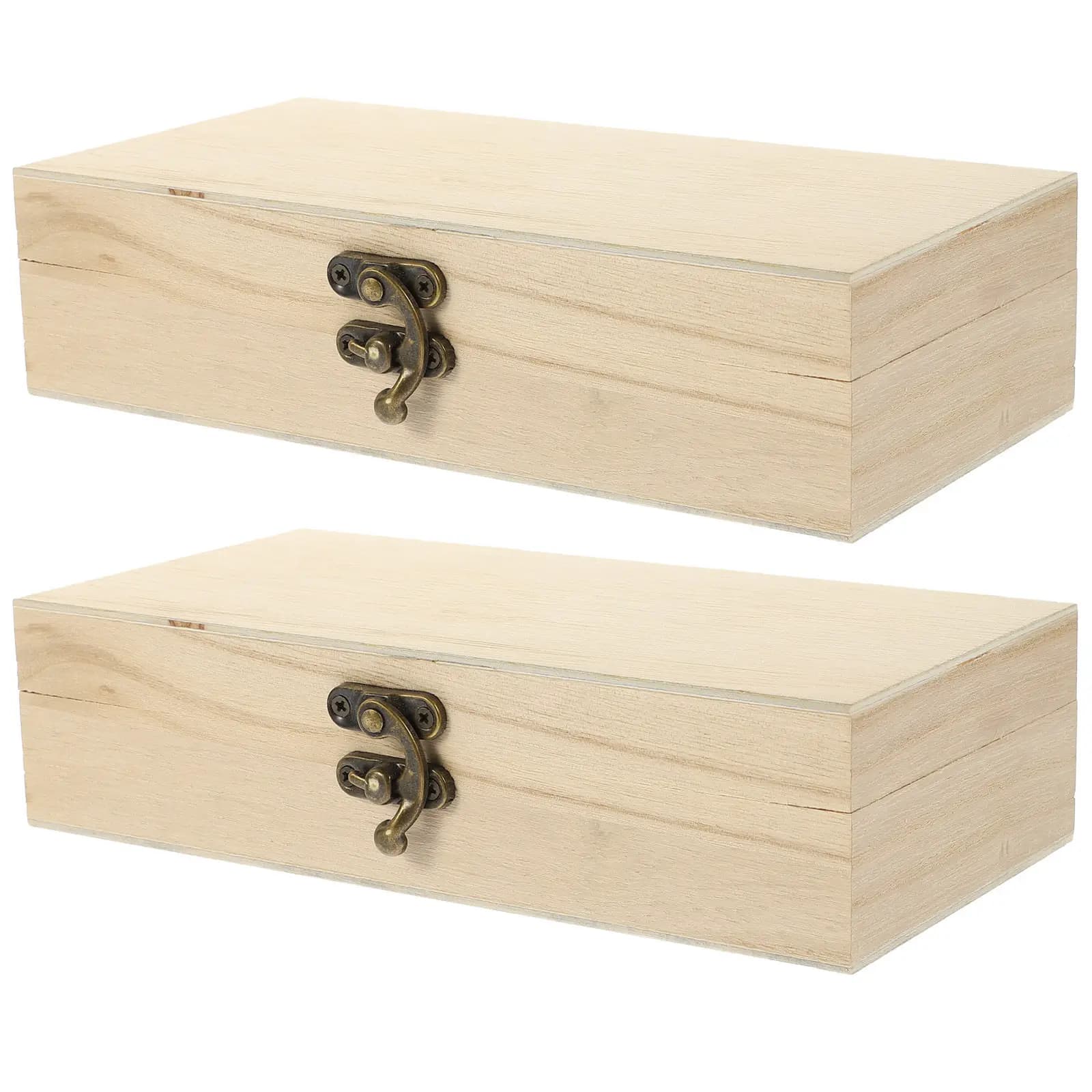 Scatola portaoggetti per gioielli in legno, 2 pezzi, design rettangolare, robusta, leggera, compatta, contenitore per anelli, bracciali, collane, regalo