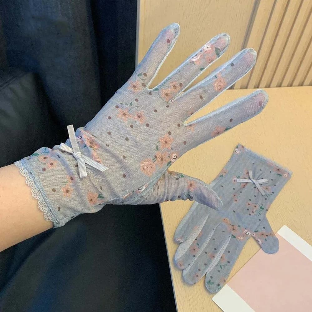 1 paio di guanti traspiranti per protezione solare, guanti in rete di pizzo sottile ad asciugatura rapida, guanti estivi per la guida con protezione solare antiscivolo in silicone