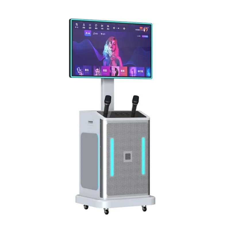 Large screen karaoke machine with microphone and bluetooth party speaker with touchscreen y