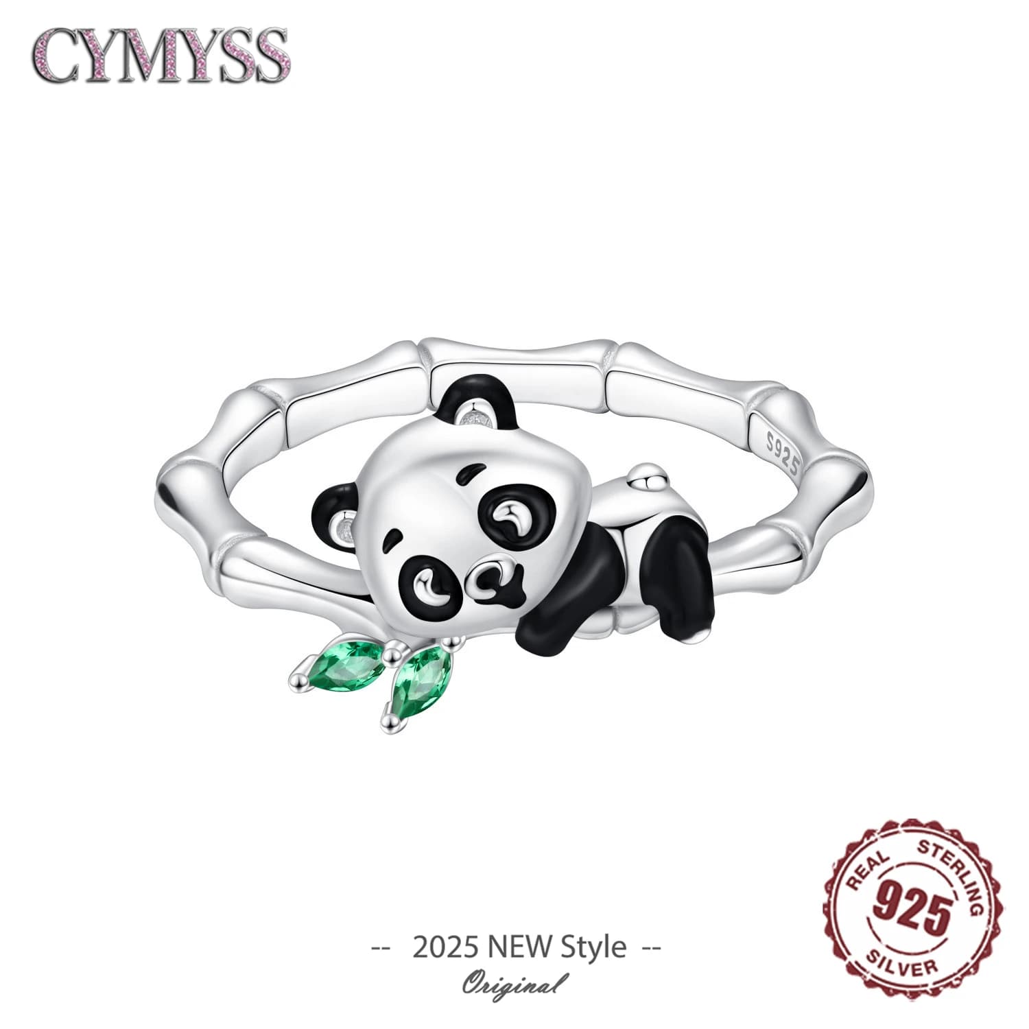 Vendita calda 2025 Originale 925 Sterling SilverPanda Animale Anelli Chiusi Per Le Donne Alla Moda Anello di Barretta Dei Monili Del Partito Regali Alla Moda