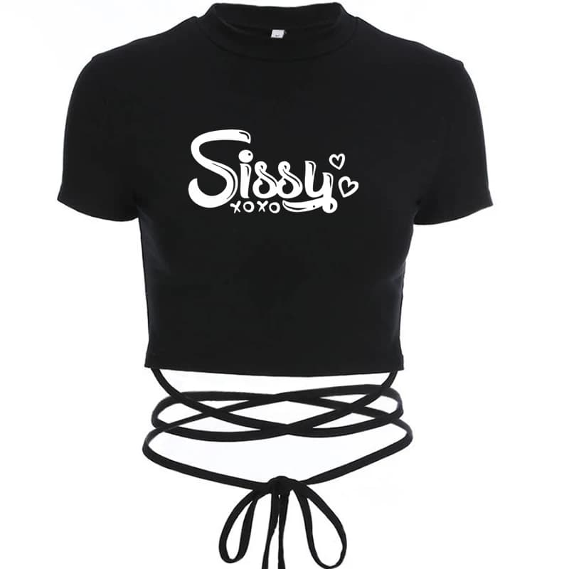 Signore Sexy Crop Bandage Tee Top estate donna nero breve moda ragazze magliette Casual Top manica corta camicie femminili Harajuku