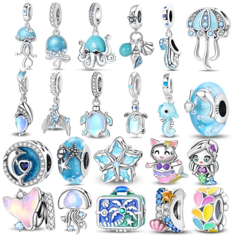 Original Charms Plata 925 Silver Luminous Halobios Charm Turtles Mermaids Starfish Bead Fit 3mm Bracelet DIY For Women Jewelry