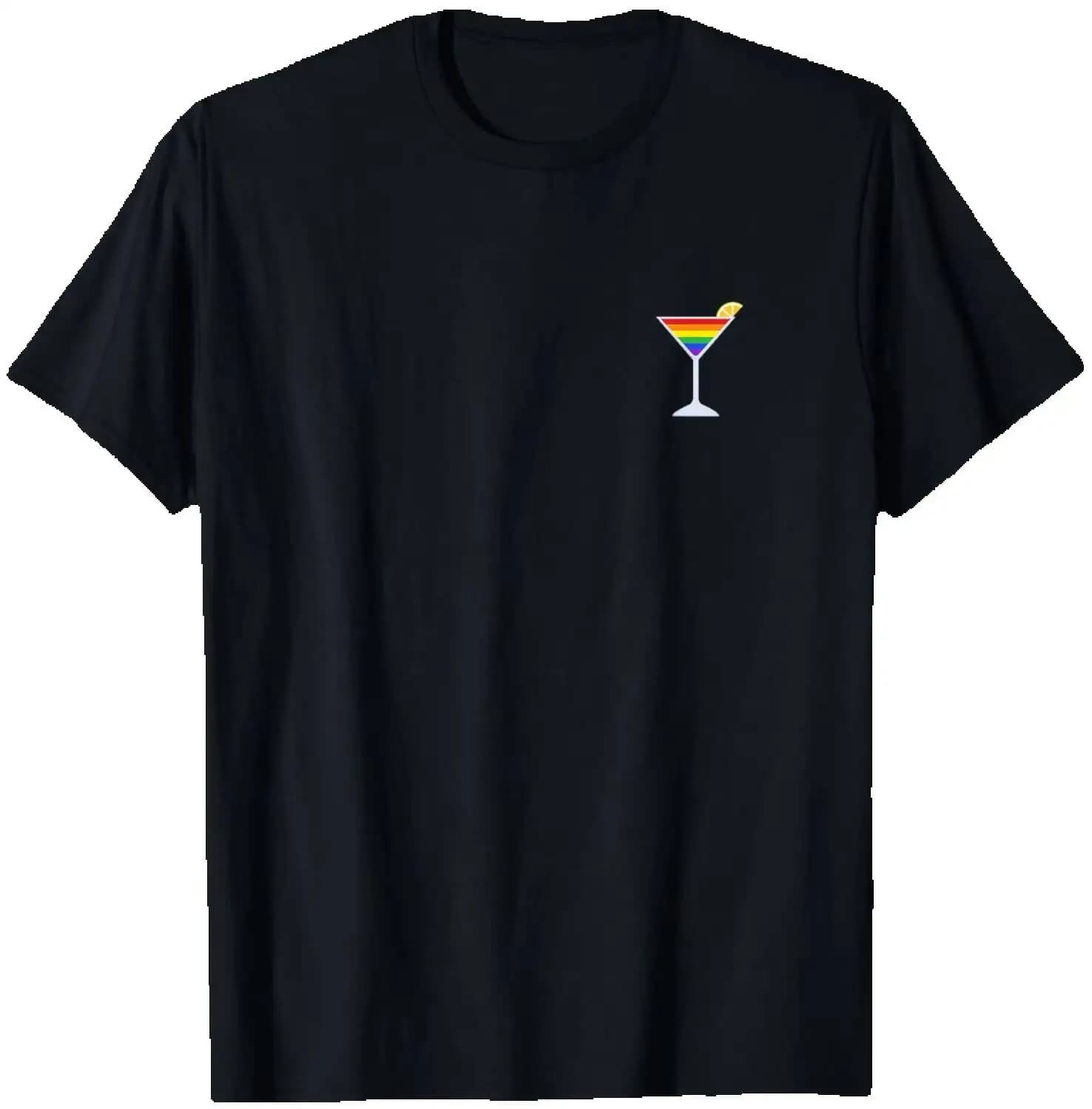 Rainbow Cocktail Subtle Pride Party LGBT Equality Gay Rights T-Shirt Summer Short-Sleeved Breathable Sweat-Wicking Versatile